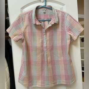 L.L.Bean Vacationland Popover Seersucker Shirt